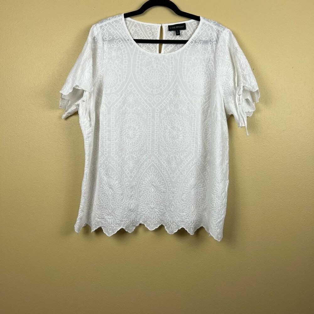 Lane Bryant Top Blouse 100% Cotton Embroidered